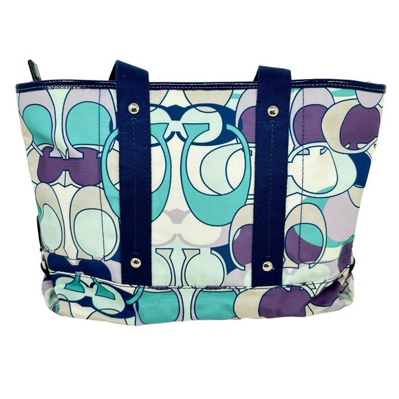 Coach Kyra Scarf Print C Signature Tote Bag Purple/Blue Vintage - No Strap - Picture 2 of 12